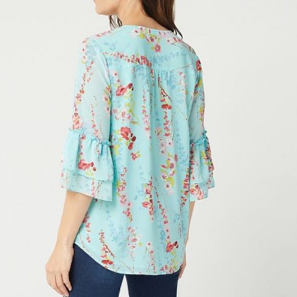 Belle by Kim Gravel Floral Print Blouse 1777 - Picture 2 of 2